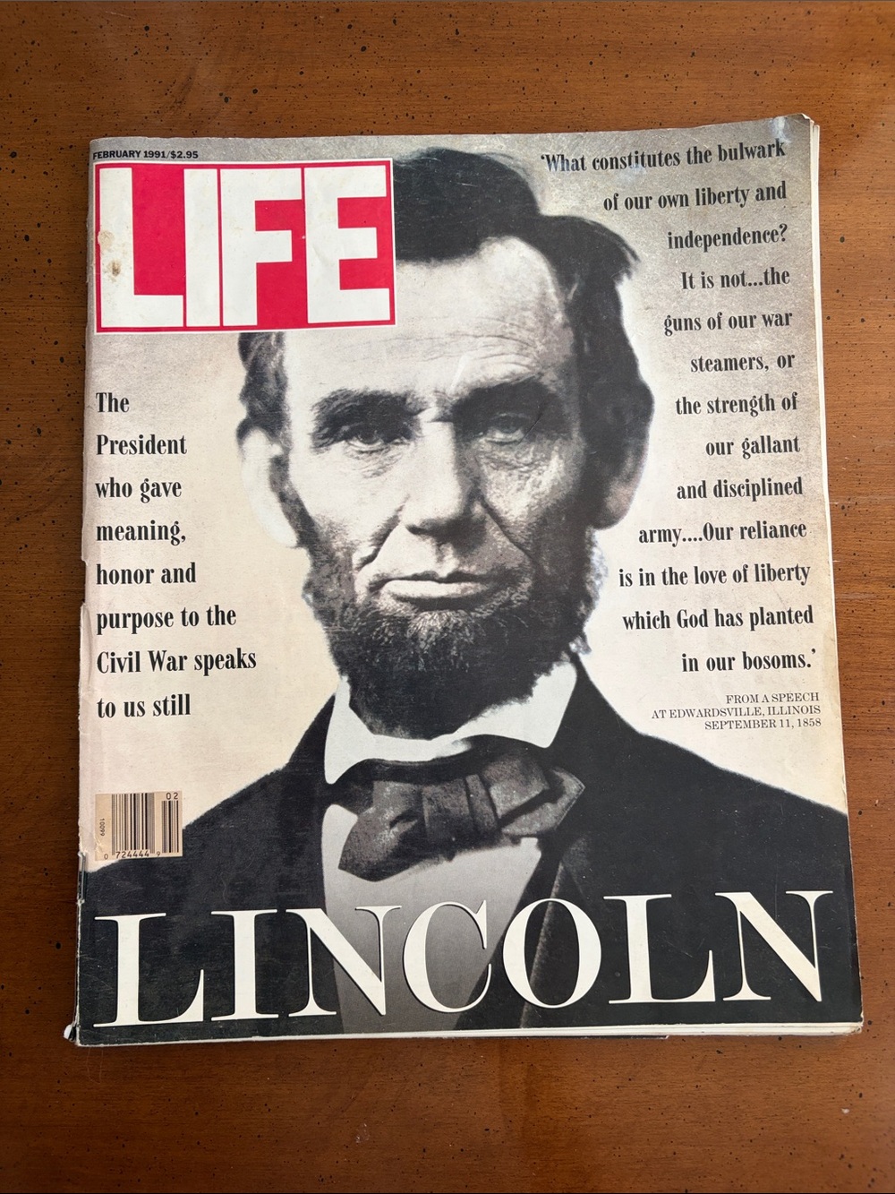 LIFE Magazine Cover 'Lincoln' - Red, Black, Cream, Feb. 1991